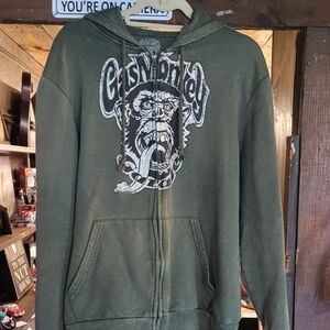 Olive Zip-Up Men's Sweater